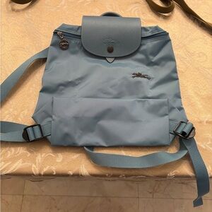 Blue Backpack with Embroidered Logo